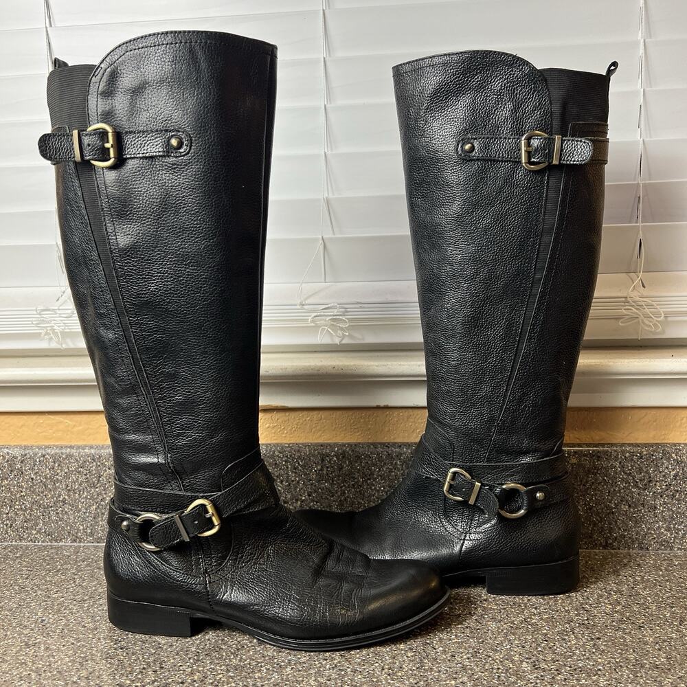 Naturalizer N5 Comfort Knee High Women's 8.5 M Casual Boots Black Leather Zip Up